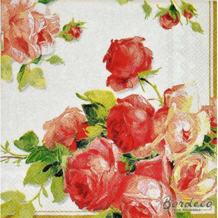 Serwetka do decoupage malowane róże 25x25cm firmy IHR